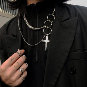 2020 Fashion Unisex Multilayer Hip Hop Long Chain Necklace For Women Men Jewelry Gifts Key Cross Pendant Necklace Accessories