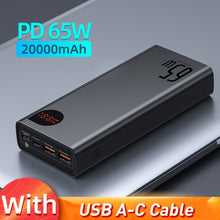 Load image into Gallery viewer, Baseus 65W Power Bank 30000mAh/20000mAh PD Quick Charge FCP SCP Powerbank Portable External Charger For Smartphone Laptop Tablet