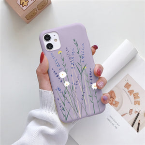 Luxury Flower Case For iPhone 12 Mini 11 Pro Max X XR XS Max 7 8 6 6s Plus 5 5S SE 2020 Soft TPU Bumper Matte Smiley Back Cover