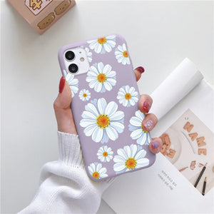 Luxury Flower Case For iPhone 12 Mini 11 Pro Max X XR XS Max 7 8 6 6s Plus 5 5S SE 2020 Soft TPU Bumper Matte Smiley Back Cover