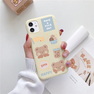 Luxury Flower Case For iPhone 12 Mini 11 Pro Max X XR XS Max 7 8 6 6s Plus 5 5S SE 2020 Soft TPU Bumper Matte Smiley Back Cover