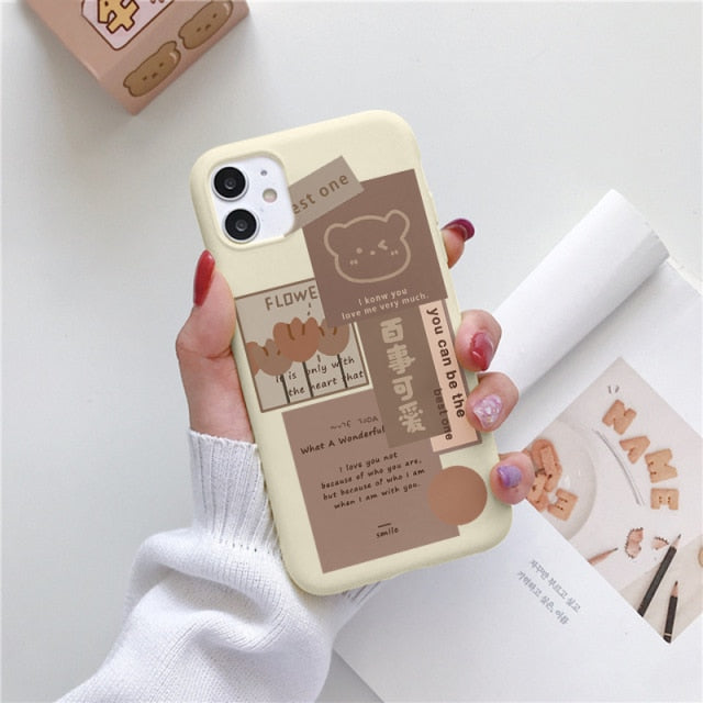 Luxury Flower Case For iPhone 12 Mini 11 Pro Max X XR XS Max 7 8 6 6s Plus 5 5S SE 2020 Soft TPU Bumper Matte Smiley Back Cover