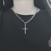 Load image into Gallery viewer, 2021 Personality Hip Hop Multilayer Necklace Metal Cross Pendant Silver Color Chain Necklace for Women Men Unisex Jewelry
