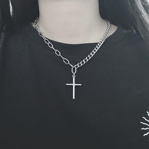 2021 Personality Hip Hop Multilayer Necklace Metal Cross Pendant Silver Color Chain Necklace for Women Men Unisex Jewelry