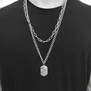 2021 Personality Hip Hop Multilayer Necklace Metal Cross Pendant Silver Color Chain Necklace for Women Men Unisex Jewelry