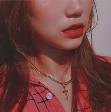 Load image into Gallery viewer, 2021 Personality Hip Hop Multilayer Necklace Metal Cross Pendant Silver Color Chain Necklace for Women Men Unisex Jewelry
