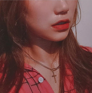 2021 Personality Hip Hop Multilayer Necklace Metal Cross Pendant Silver Color Chain Necklace for Women Men Unisex Jewelry