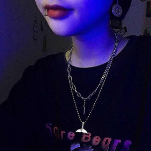 2021 Personality Hip Hop Multilayer Necklace Metal Cross Pendant Silver Color Chain Necklace for Women Men Unisex Jewelry