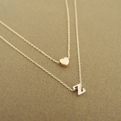 Simple and thin small heart pendant necklace For Women Personality initial letter necklace Charm name Jewelry Gift Accessory
