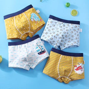 4PCS/LOT Children Boys Underwear Cartoon Children's Shorts Panties Baby Boy Toddler Boxers Stripes Teenagers Cotton Underpants
