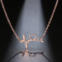 Load image into Gallery viewer, Stethoscope Heartbeat Gold Necklace Women Love Heart Stainless Steel Necklaces &amp; Pendants Medical Nurse Doctor Lover Gifts