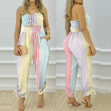 Load image into Gallery viewer, Spring Puff Shoulder Zip Women Jumpsuit 2021 Summer Deep V Neck Short Sleeve Shirt Overalls Elegant Office Lady One Piece Romper