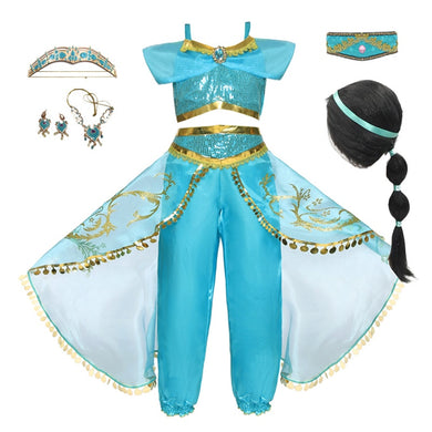 Princess Cosplay Dress Up for Girls Kids Dresses For Girls Halloween Fantasy Top Pants 2pcs Set Lace Costume Sleeveless Dresses