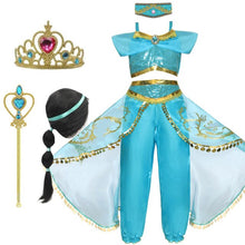 Load image into Gallery viewer, Princess Cosplay Dress Up for Girls Kids Dresses For Girls Halloween Fantasy Top Pants 2pcs Set Lace Costume Sleeveless Dresses