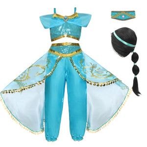Princess Cosplay Dress Up for Girls Kids Dresses For Girls Halloween Fantasy Top Pants 2pcs Set Lace Costume Sleeveless Dresses