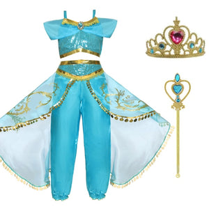 Princess Cosplay Dress Up for Girls Kids Dresses For Girls Halloween Fantasy Top Pants 2pcs Set Lace Costume Sleeveless Dresses