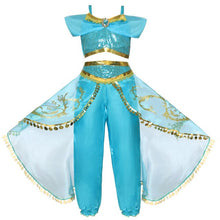 Load image into Gallery viewer, Princess Cosplay Dress Up for Girls Kids Dresses For Girls Halloween Fantasy Top Pants 2pcs Set Lace Costume Sleeveless Dresses