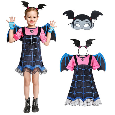 Disney Vampirina Cosplay Dress Girl Kids Princess Dress Up Costume Halloween Costume Carnival Party Disguise Mask  Vampire