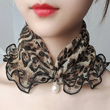 Load image into Gallery viewer, 2021 New Pearl Pendant Scarf Necklace Vintage Leopard Pattern Dot Printing Scarf Trendy Crimping Elastic Women All-Match Scarves