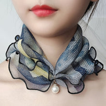 Load image into Gallery viewer, 2021 New Pearl Pendant Scarf Necklace Vintage Leopard Pattern Dot Printing Scarf Trendy Crimping Elastic Women All-Match Scarves