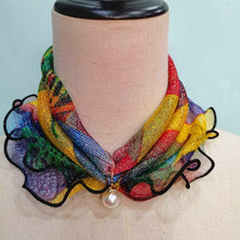 Load image into Gallery viewer, 2021 New Pearl Pendant Scarf Necklace Vintage Leopard Pattern Dot Printing Scarf Trendy Crimping Elastic Women All-Match Scarves