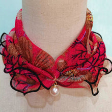 Load image into Gallery viewer, 2021 New Pearl Pendant Scarf Necklace Vintage Leopard Pattern Dot Printing Scarf Trendy Crimping Elastic Women All-Match Scarves