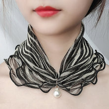 Load image into Gallery viewer, 2021 New Pearl Pendant Scarf Necklace Vintage Leopard Pattern Dot Printing Scarf Trendy Crimping Elastic Women All-Match Scarves
