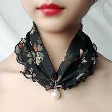 Load image into Gallery viewer, 2021 New Pearl Pendant Scarf Necklace Vintage Leopard Pattern Dot Printing Scarf Trendy Crimping Elastic Women All-Match Scarves