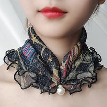 Load image into Gallery viewer, 2021 New Pearl Pendant Scarf Necklace Vintage Leopard Pattern Dot Printing Scarf Trendy Crimping Elastic Women All-Match Scarves