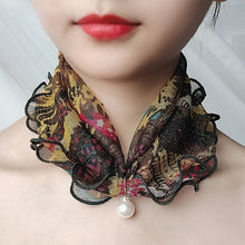 Load image into Gallery viewer, 2021 New Pearl Pendant Scarf Necklace Vintage Leopard Pattern Dot Printing Scarf Trendy Crimping Elastic Women All-Match Scarves