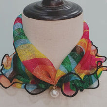 Load image into Gallery viewer, 2021 New Pearl Pendant Scarf Necklace Vintage Leopard Pattern Dot Printing Scarf Trendy Crimping Elastic Women All-Match Scarves