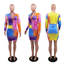 Load image into Gallery viewer, ZOOEFFBB Aesthetic Trendy Bandana Bodycon Mini Dress for Women Plus Size Clothing Sexy Club Birthday Outfits Long Sleeve Dresses