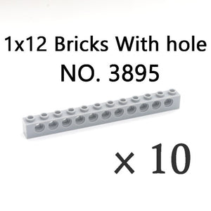Technical Bricks with Hole Creative MOC Brick Pieces Train Car Crane Truck Accessories Parts Model DIY Building Block Compatible