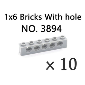 Technical Bricks with Hole Creative MOC Brick Pieces Train Car Crane Truck Accessories Parts Model DIY Building Block Compatible