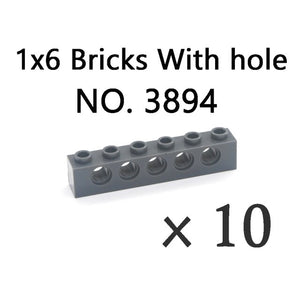 Technical Bricks with Hole Creative MOC Brick Pieces Train Car Crane Truck Accessories Parts Model DIY Building Block Compatible