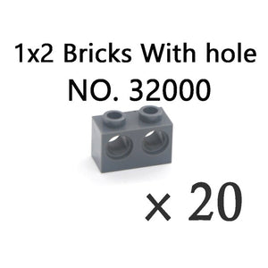 Technical Bricks with Hole Creative MOC Brick Pieces Train Car Crane Truck Accessories Parts Model DIY Building Block Compatible