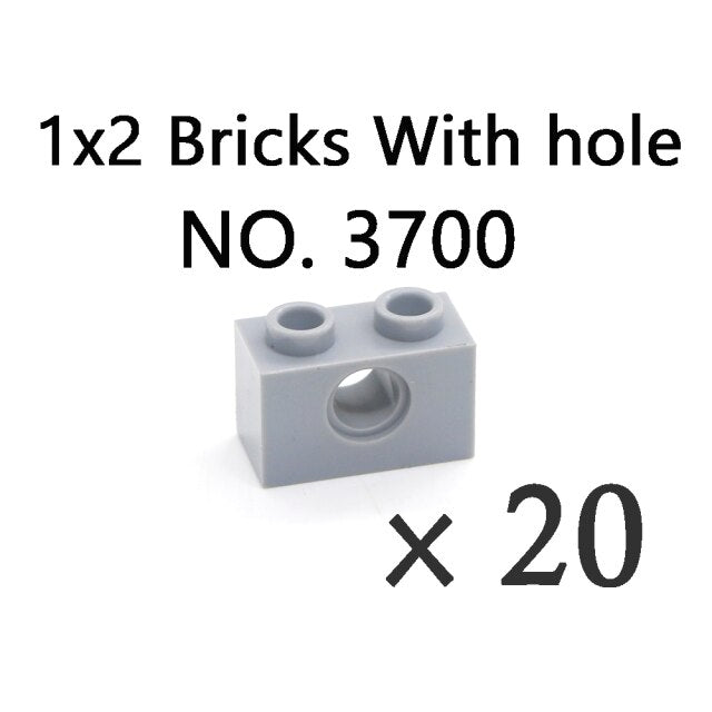 Technical Bricks with Hole Creative MOC Brick Pieces Train Car Crane Truck Accessories Parts Model DIY Building Block Compatible