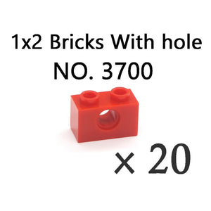 Technical Bricks with Hole Creative MOC Brick Pieces Train Car Crane Truck Accessories Parts Model DIY Building Block Compatible