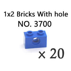 Technical Bricks with Hole Creative MOC Brick Pieces Train Car Crane Truck Accessories Parts Model DIY Building Block Compatible
