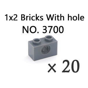 Technical Bricks with Hole Creative MOC Brick Pieces Train Car Crane Truck Accessories Parts Model DIY Building Block Compatible