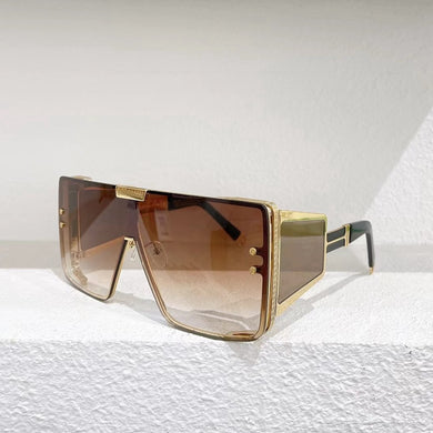 Super large frame yellow One-piece lens men's sunglasses WONDER BOY fashion women's metal-wrapped glasses