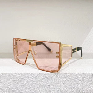 Super large frame yellow One-piece lens men's sunglasses WONDER BOY fashion women's metal-wrapped glasses