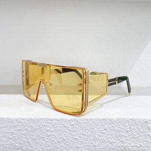 Super large frame yellow One-piece lens men's sunglasses WONDER BOY fashion women's metal-wrapped glasses