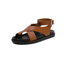 Load image into Gallery viewer, 2021 New Genuine Leather Sandals Women Shoes Fashion Flat Sandals Cow Leather Summer Buckle Ladies Shoes