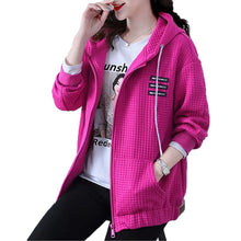 Load image into Gallery viewer, 2021 Spring Autumn Outerwear New Women Rose Red Jackets Loose Large Size Hooded Baseball Uniform Sports Jacket Female Coat