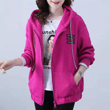 Load image into Gallery viewer, 2021 Spring Autumn Outerwear New Women Rose Red Jackets Loose Large Size Hooded Baseball Uniform Sports Jacket Female Coat