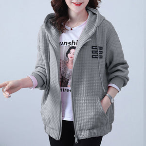 2021 Spring Autumn Outerwear New Women Rose Red Jackets Loose Large Size Hooded Baseball Uniform Sports Jacket Female Coat