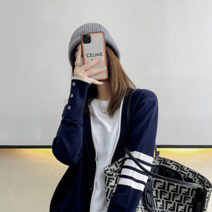 Hot Sale Long Sleeve Spring Autumn Wool Women Sweaters TB Style Brand New Women Knitted Cardigan Sweater Fashion Top