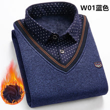 Load image into Gallery viewer, 2021 New Autumn Winter Man Fleece Shirt-collar Sweater Fashion Grid Solid Thicken Warm Sweater Male Plus Velvet thicken Sweater
