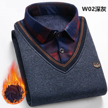 Load image into Gallery viewer, 2021 New Autumn Winter Man Fleece Shirt-collar Sweater Fashion Grid Solid Thicken Warm Sweater Male Plus Velvet thicken Sweater
